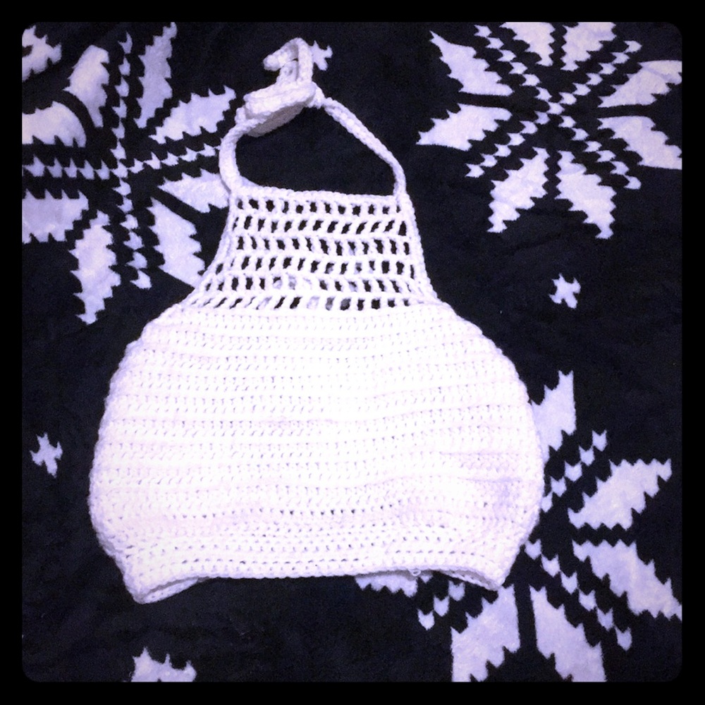 White large hand made crop top